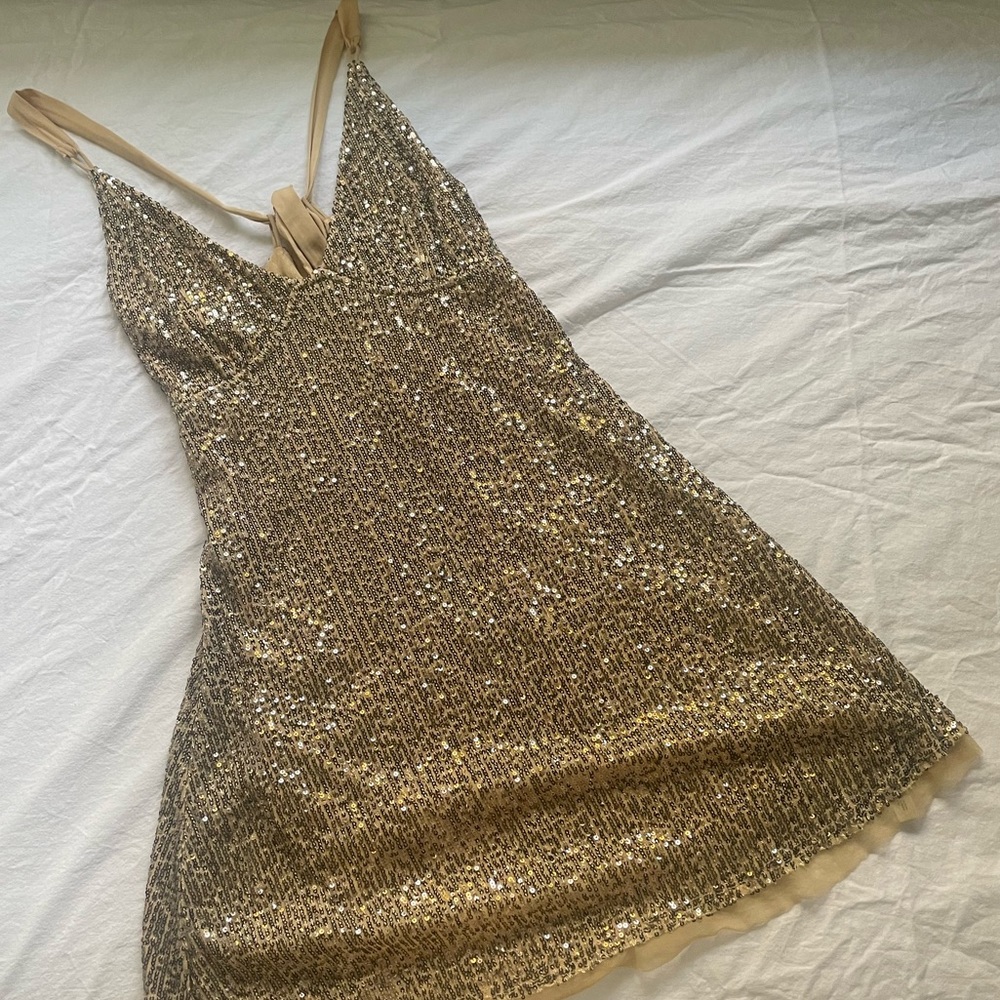 free people gold rush mini dress